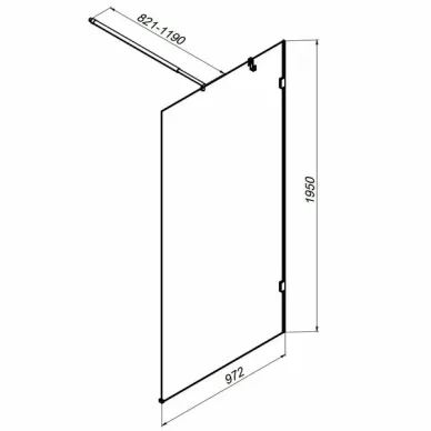 Душевая перегородка Am.Pm X-Joy W94UWI-100-F1-BTE 100 см профиль матовый чёрный/прозрачное стекло 6