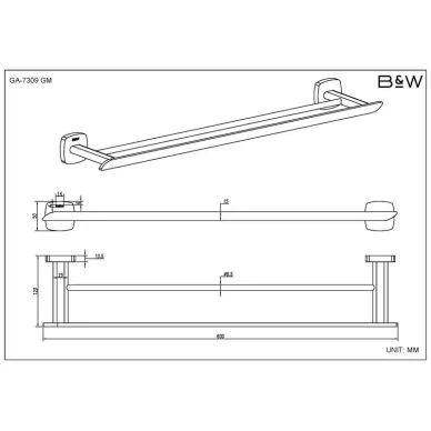 Набор аксессуаров для ванной комнаты Black & White Gravity GA-7810GM gunmetal 8