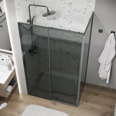 Душевой уголок Grossman Galaxy 110х80х195 см, стекло тонированное/профиль графит сатин 7