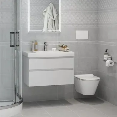 Kerama Marazzi Cubo Унитаз подвесной, безободковый, с крепежом и сиденьем, цвет: белый глянцевый CU.wc.02 5