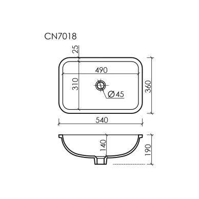 Раковина встраиваемая Ceramicanova Element CN7018 54 см, белая 5