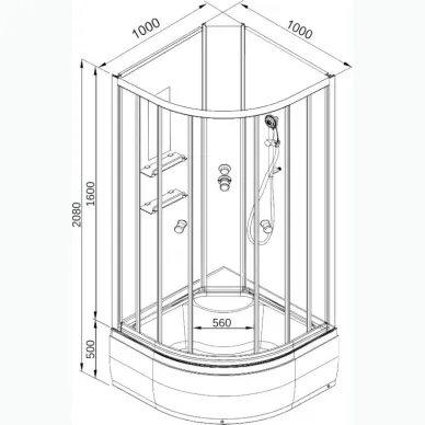 Душевая кабина DTO EM EM4510N 100x100x208 см, без крыши 10