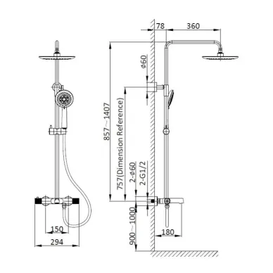 Душевая система Vincea Desire VSFS-1D1TBN термостатический, с изливом, брашированный никель 5