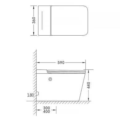 Унитаз импульсный Azario 360х590х440 напольный, квадратный, быстросъемное сиденье микролифт AZ101 4