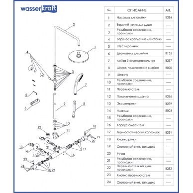 Душевая система Wasserkraft (A13302 Thermo) 6