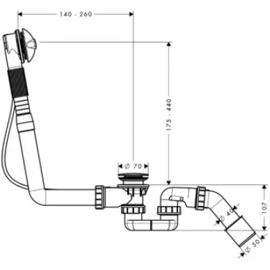 Слив-перелив для ванны Hansgrohe Flexaplus (58148000) 1