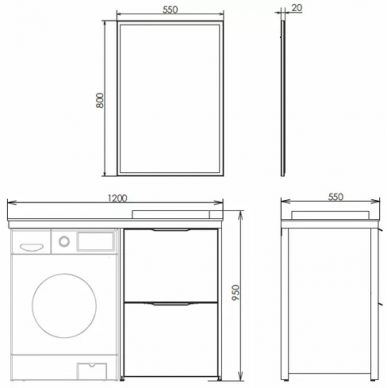 Тумба для ванной Comforty Лозанна 120 (120x95x55 см), белый/антрацит 5