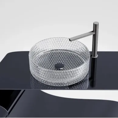 Раковина накладная Ceramicanova Cristal (CN6062) (36 см) стеклянная прозрачная 3