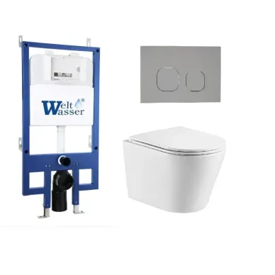 Инсталляция Welt Wasser Bamberg 545 + SALZBACH 043 GL-WT + Bamberg CR в комплекте с унитазом, безободковый, с сидением микролифт 0