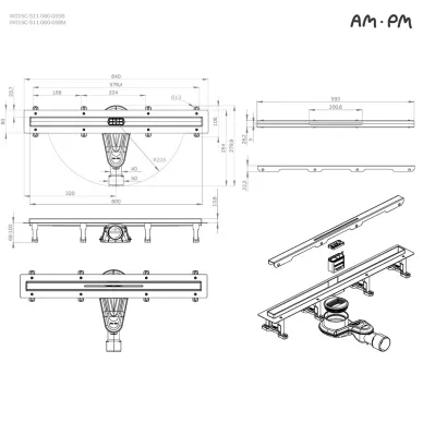 Душевой лоток Am.Pm MasterFlow (W01SC-S11-060-05BM) (600мм) универсальный затвор Slim line 10
