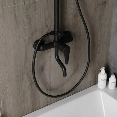 Душевая система Teymi Iva T10226 с изливом, чёрная матовая 6