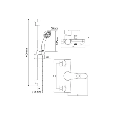 Душевой гарнитур OneLife P05-611cr со смесителем, хром 6