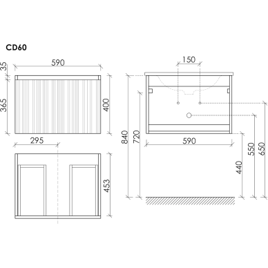 Тумба для ванной Sancos Code CD60GP подвесная, 59 см, серая платина 4
