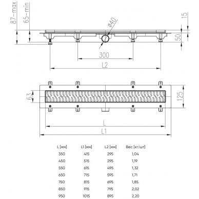 Душевой лоток Veconi Klasik N (V950KN) 950 мм 5