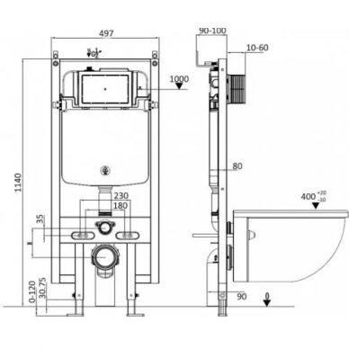 Инсталляция Welt Wasser AMBERG 497 + JECKENBACH 004 GL-WT + AMBERG RD-WT в комплекте с унитазом, безободковый, с сидением микролифт 4