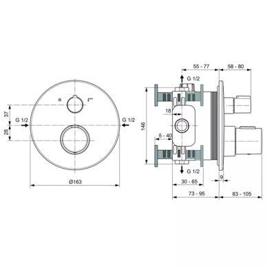 Душевая система Ideal Standard Ceratherm T100 (A7590AA) встраиваемый комплект, термостатическая, хром 16
