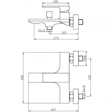 Смеситель для ванны Orange Lutz (M04-100cr) 8