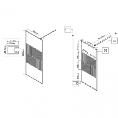 Душевая перегородка Vincea Walk-In HP Art (VSW-1HC800CFGM) 80x200 см, профиль вороненая сталь/стекло рифленое/прозрачное 6