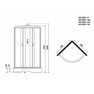 Душевая кабина Niagara Classic (NG-6501-14P) 90х90х220 см, тонированное стекло 2
