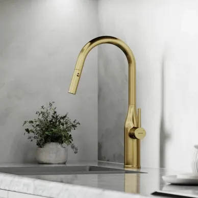 Смеситель для кухни Sancos Grand (SC4002BG) выдвижной излив, брашированное золото 5