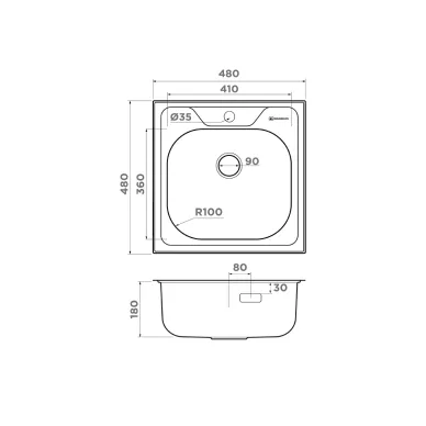 Мойка кухонная Omoikiri Saru 48-IN 4993833 48x48 см, нержавеющая сталь 3
