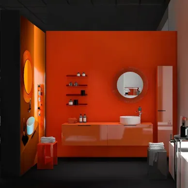 Laufen Kartell Зеркало круглое d=78см, настенное, со скрытой подсветкой, цвет: оранжевый 3.8633.3.082.000.1 10