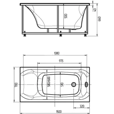 Акриловая ванна Aquatek Альфа 150x70 без гидромассажа, слив справа 3