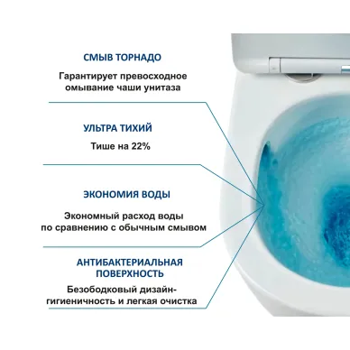 Унитаз напольный Cerutti SPA VETTORE Tornado CT10816 безободковый, микролифт 5