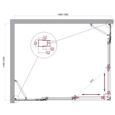 Душевой уголок BelBagno Luce LUCE-AH-22-150/120-C-Cr 150x120 см, хром/прозрачное стекло 5
