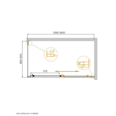 Душевой уголок Cezares Molveno MOLVENO-AH-11-160/90-C-GM-IV 160х90 профиль оружейная сталь/стекло прозрачное 5