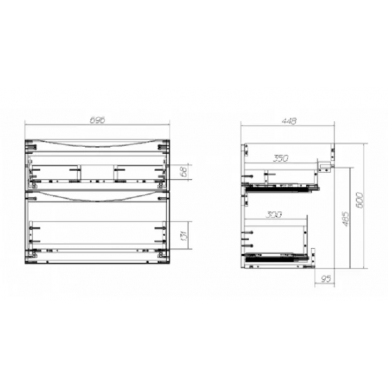 Тумба для ванной BelBagno Marino (MARINO-H60-700-2C-SO-BL-P) 70 см, Bianco Lucido 6