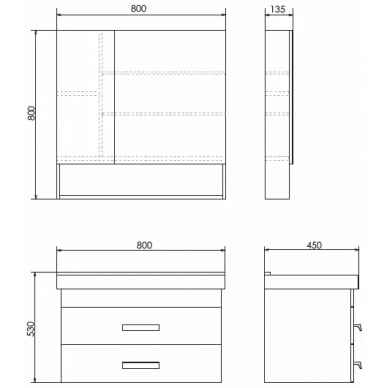 Тумба для ванной Comforty Никосия-80П (80x53x45 см), дуб темный 6