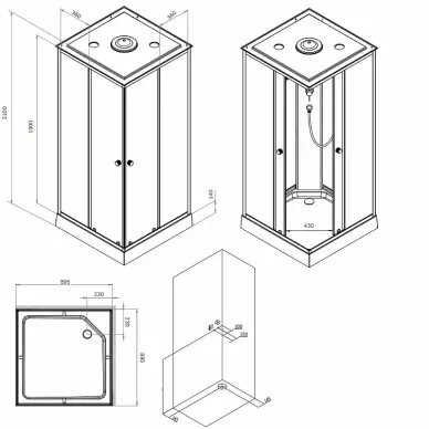 Душевая кабина AM.PM X-Joy (W94C-403-090BT) 90х90 см, без гидрромассажа 7