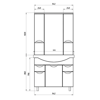 Тумба ASB-Mebel Мессина 100 (9622) под раковину Энигма 100 7