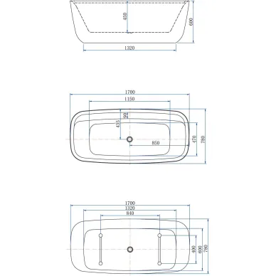 Акриловая ванна Aquanet Family Fine 95778-MW-MB 170x78 белая матовая/чёрная матовая 6