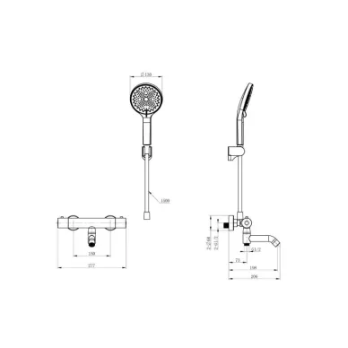 Смеситель для ванны Wonzon & Woghand INN 3 WW-B2065-A1-MB термостатический, чёрный матовый 1