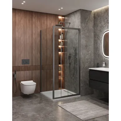 Душевой уголок Cezares Molveno MOLVENO-AHF-31-100/90-C-GM-IV 100x90 профиль оружейная сталь/стекло прозрачное 0