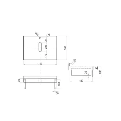 Столешница под раковину Teymi Helmi T150407 70x50, дуб кашмир 13
