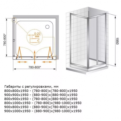 Душевой уголок Cezares Porta AS1 (80x80) прозрачное стекло 1