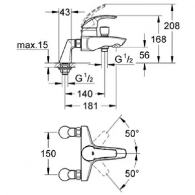 Смеситель для ванны Grohe Eurosmart (33303001) 1