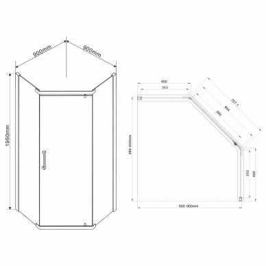 Душевой уголок Vincea Stresa (VSP-1S900CH) 90x90х195 см, профиль хром/стекло шиншилла 5
