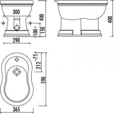 Биде напольное Creavit Klasik (KL500.30000) карамель 1