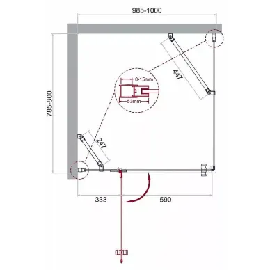 Душевой уголок BelBagno Kraft (KRAFT-AH-12-100/80-C-Cr-L) 100х80 см, профиль хром/стекло прозрачное 5