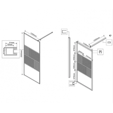 Душевая перегородка Vincea Walk-In HP Art (VSW-1HC120CFB) 120x200 см, профиль черный матовый/стекло рифленое/прозрачное 6