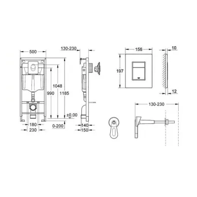 Инсталляция Grohe Rapid SL + унитаз Azario Grado безободковый c сиденьем микролифт + клавиша хром 6