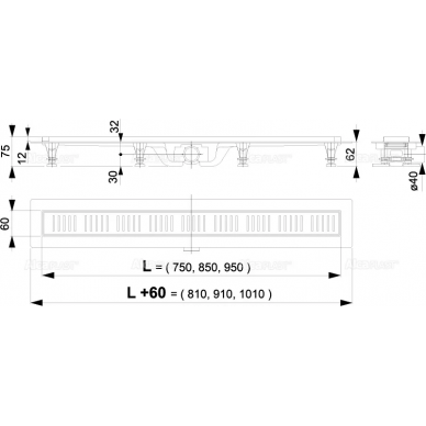 Душевой лоток Alcadrain APZ10 Simple (APZ10-550M) 550 мм 2