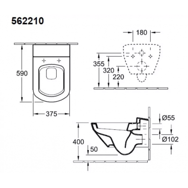 Чаша подвесного унитаза Villeroy & Boch Sentique (562210R1) 2