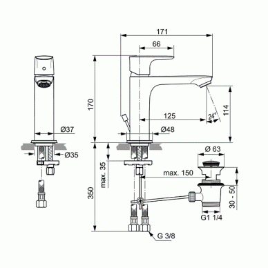 Смеситель для раковины Ideal Standard Connect AIR (A7012AA) 1