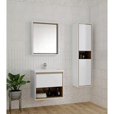 Тумба для ванной Cersanit Louna (SP-SZ-LOU-CO80/Wh)  белый глянец/дуб Эврика, 80 см 5