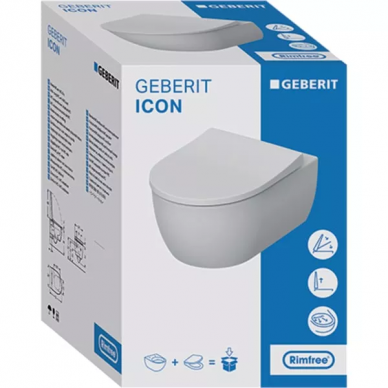 Инсталляция Geberit Icon (500.300.JQ.5) в комплекте с безободковым унитазом, микролифт, клавиша хром глянец 5